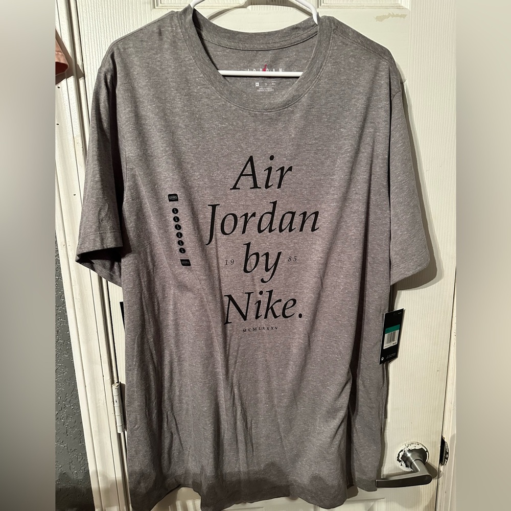 Men Jordan Gray Short Sleeve Tee Air Jordan Design